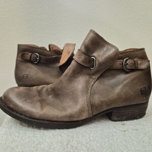 Born Distressed Brown Leather Ankle Booties
